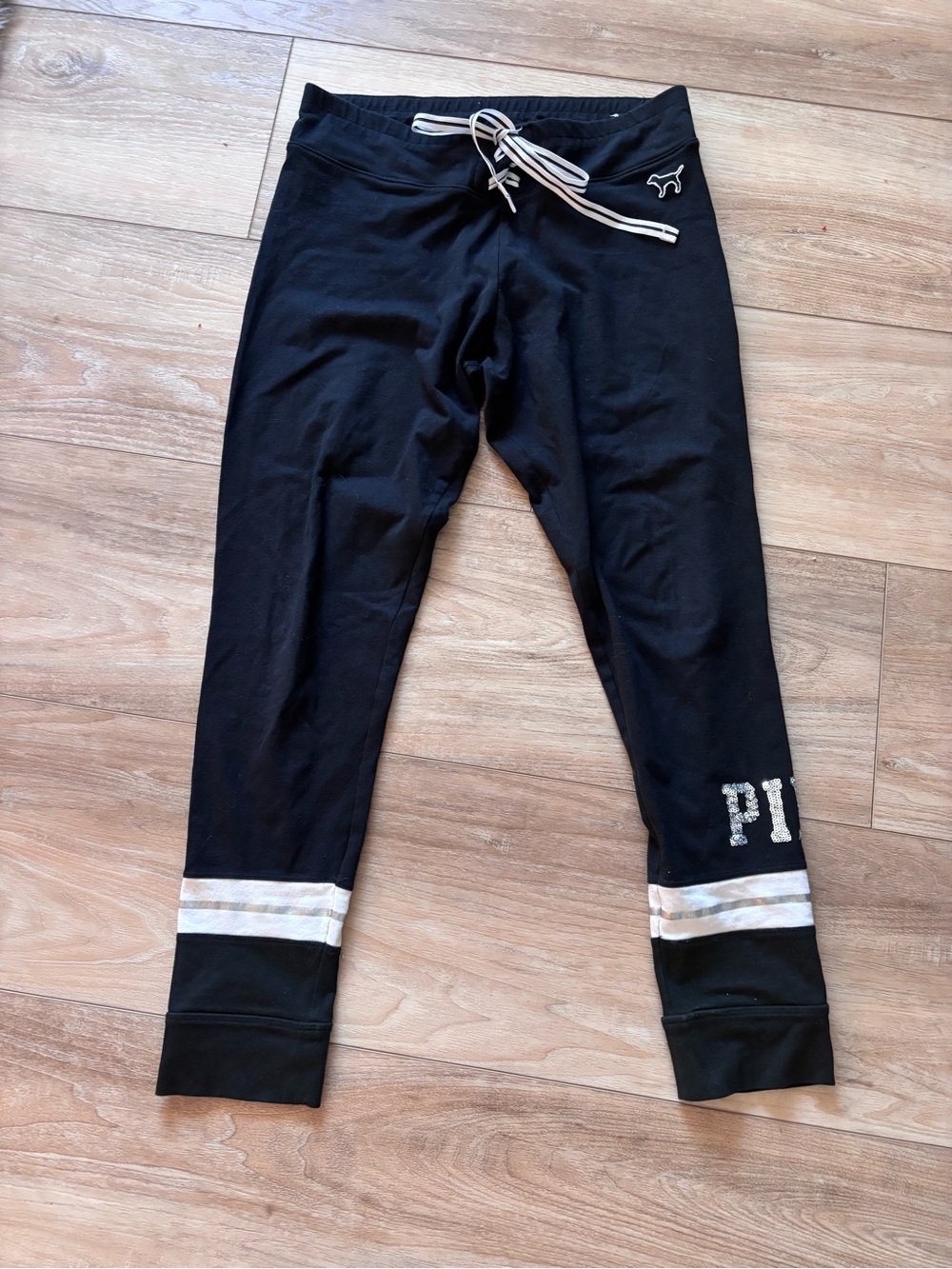 PINK Victoria's Secret Black Kids Sweatpants with White Stripe Accents